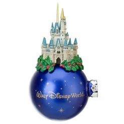 Disney Christmas Ornament - Cinderella Castle - Holly - Blue