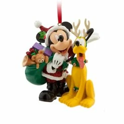 Disney Christmas Ornament - Santa - Mickey Mouse And Pluto