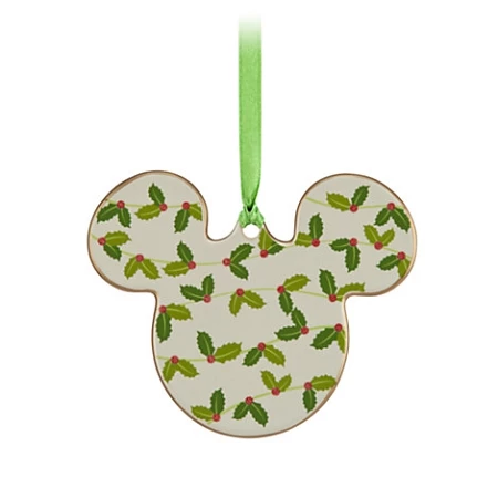Disney Disc Ornament - Mickey Mouse - Holly 1 Disney Disc Ornament - Mickey Mouse - Holly