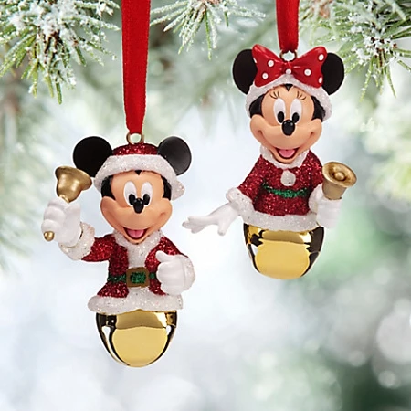 Disney Christmas Ornament Set - Mickey And Minnie Mouse Bells 1 Disney Christmas Ornament Set - Mickey And Minnie Mouse Bells