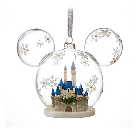 Disney Mickey Ears Ornament - Mickey Mouse Fantasyland Castle Globe 1 Disney Mickey Ears Ornament - Mickey Mouse Fantasyland Castle Globe