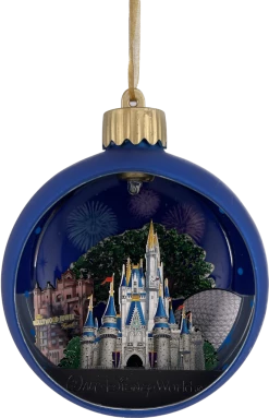 Disney Globe Ornament - Four Parks With Fireworks - Light Up