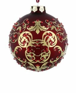 Disney Christmas Ornament - Mickey Icon - Victorian Filigree - Red