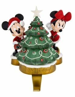 Disney Stocking Holder - Santa Mickey And Minnie Mouse With Tree