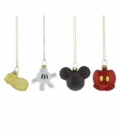 Disney Christmas Ornament Set - Mickey Mouse Body Parts - Set Of 4