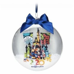 Disney Glass Disk Snow Globe Ornament - 2020 Mickey Mouse & Friends