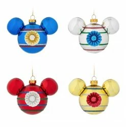 Disney Mickey Ears Ornament Set - Mickey Mouse Icon Indents - Set Of 4