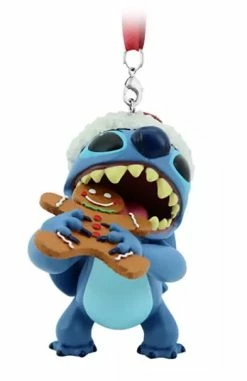 Disney Figurine Ornament - Stitch With Gingerbread Snack