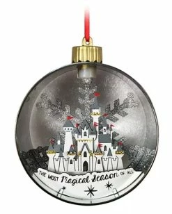 Disney Glass Ball Ornament - Fantasyland Castle Light-Up - Silver & Gold