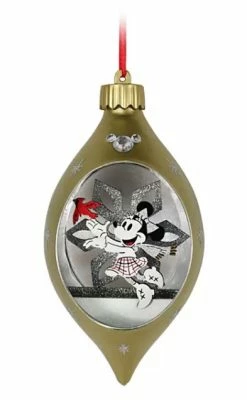 Disney Glass Drop Ornament - Minnie Mouse Light-Up - Silver & Gold
