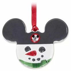 Disney Disc Ornament - Mickey Icon Snowman - Ceramic