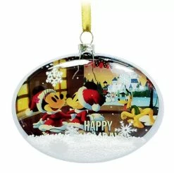 Disney Glass Oval Ornament - Santa Mickey Mouse & Friends