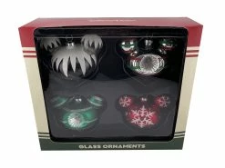 Disney Ornament Set - Glass Mickey Mouse Icon - Set Of 4